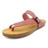 Women's pink leather toe post sandals with anatomical cork footbed made in Spain