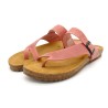 Women's Pink Leather Toe Post Sandals with Cork Footbed – Comfort Sandals Made in Spain