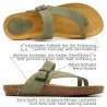 Damen Pantoletten Khaki Leder Zehentrenner mit Korksohle und komfortablem Fußbett - Made In Spain