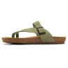 Women’s Khaki Leather Toe Post Sandals with Cork Sole and Supportive Footbed