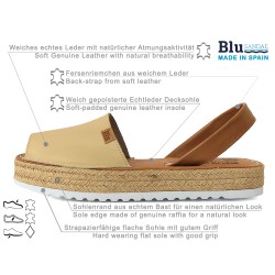 Women's Platform Sandals Beige Leather – Espadrille Avarca Sandals Made in Spain