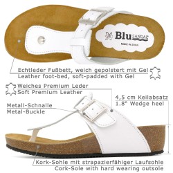 Damen Pantoletten Weiß Leder mit Keilabsatz – Komfort Zehentrenner mit Korksohle