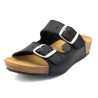 BluSandal Women’s Black Wedge Sandals with Cork Sole Made In Spain 701