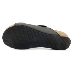 Damen Pantoletten Schwarz mit Keilabsatz und Korksohle - Made In Spain