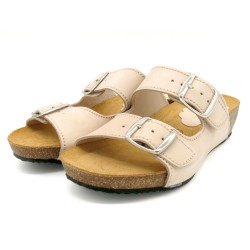 BluSandal Women’s Beige Wedge Sandals with Cork Sole - Made In Spain