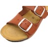 BluSandal Women’s Cognac Brown Wedge Sandals Leather Mules with Cork Soles - Made In Spain