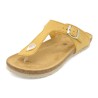 BluSandal Damen Sandalen Gelb Leder Zehentrenner Pantoletten mit Korksohle & Leder Fußbett 502