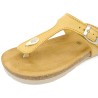 BluSandal Damen Sandalen Gelb Leder Zehentrenner Pantoletten mit Korksohle & Leder Fußbett