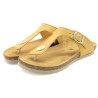 BluSandal Women’s Yellow Sandals Leather Toe Post Mules with Cork Sole & Leather Footbed