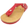 BluSandal Damen Sandalen Rot Leder Pantoletten Zehentrenner mit Echtleder Fußbett & Korksohle