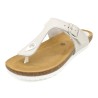 BluSandal Damen Zehentrenner Sandalen Weiß Leder Pantoletten mit Korksohle und gepolstertem Lederfußbett 502