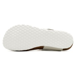 BluSandal Women’s Flat Sandals White Leather Toe Post Mules with Cork Soles & Cushioned Leather Footbed
