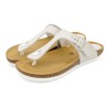 BluSandal Women’s Flat Sandals White Leather Toe Post Mules with Cork Soles & Cushioned Leather Footbed