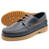 Men's navy blue leather boat shoes with commando sole by CASUAL Spain Made In Portugal