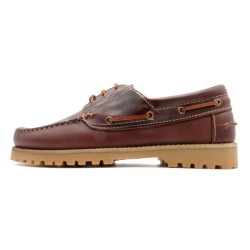 Profilansicht der rauen Echtleder-Bootsschuhe in Braun CASUAL 211 Made In Portugal