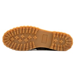 View of the high-traction sole with commando tread of CASUAL 211 brown leather boat shoes
