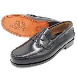 Schwarze Herren Business Slipper mit Ledersohle genäht Marttely Latino 300 Premium schwarz