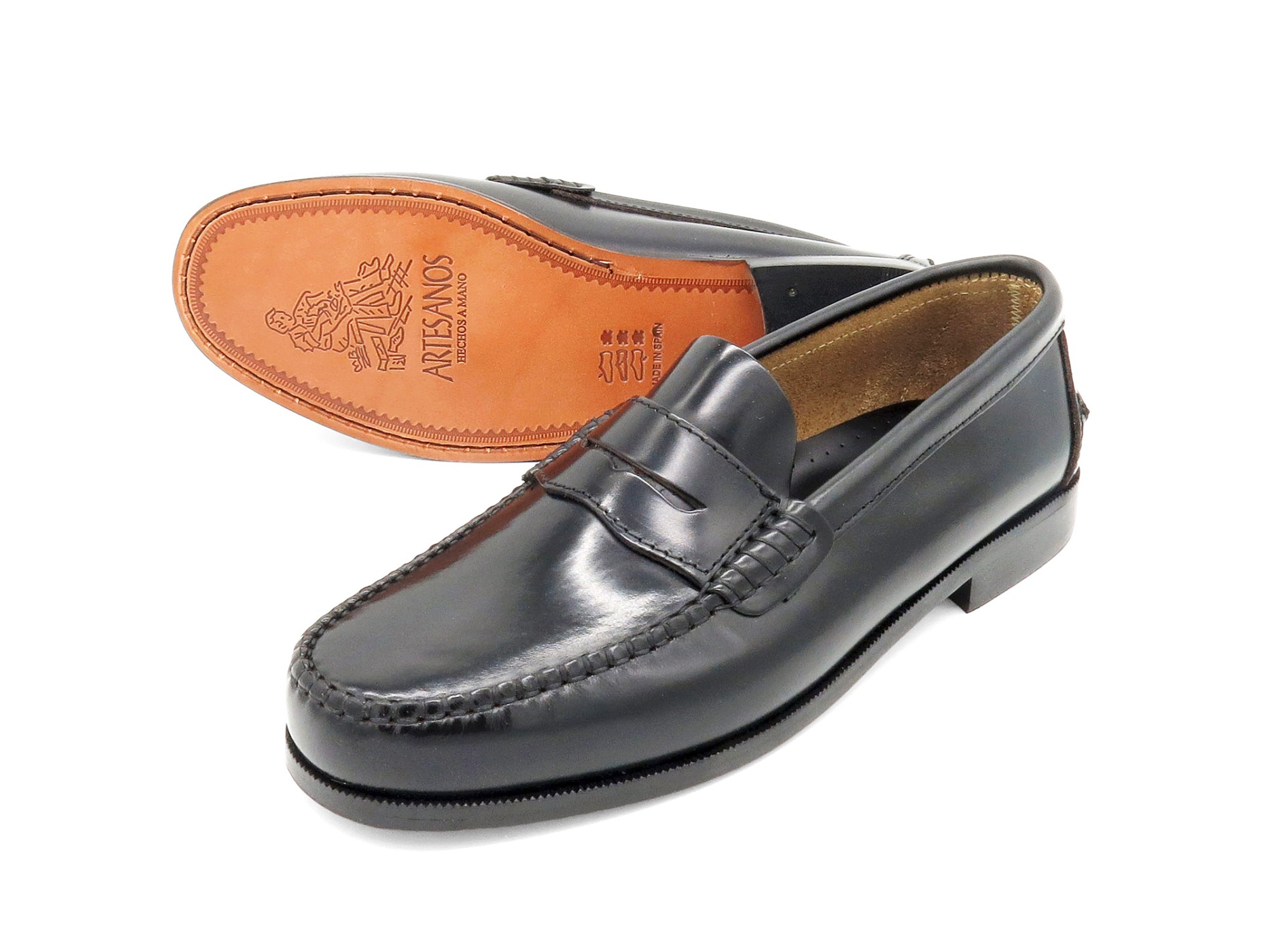 Schwarze Herren Business Slipper mit Ledersohle genäht Marttely Latino 300 Premium schwarz