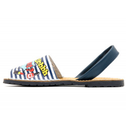 Avarca Menorqiuna Damen Sandalen Leder Menorca Sommerschuhe blau Comics - SALE