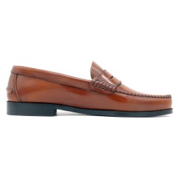 Men's Cognac-Brown Leather Business Loafers – PREMIUM Stitched Smart Shoes with Leather Sole