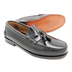 Schwarze Herren Tassel Loafer aus Leder mit Quasten und Ledersohle Marttely Latino 302