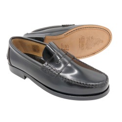 Men's black leather business loafers with COMFORT fit and leather sole Blake stitched Latino 800