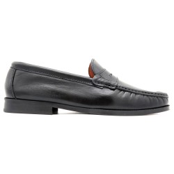 Profilansicht der gepolsterten Herren Slipper aus Nappa-Leder Business Schuhe mit Ledersohle genäht Latino 500 Marttely