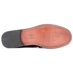 Hochwertige Echtledersohle der komfortablen Nappa Leder Slipper mit Ledersohle genähte Schlupfschuhe Latino 500 schwarz Marttely