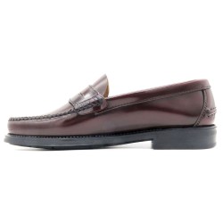 Men's Leather Business Loafers Smart Shoes with Stitched Rubber Sole – Burgundy