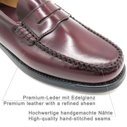Details of the hand-stitched men's business shoes, leather slippers, burgundy 1300 Latino Marttely