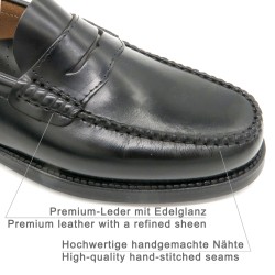 Detail der schwarzen Herren Slipper Business Schuhe Latino 1300 Made in Spain