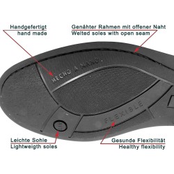 Detail der flexiblen dämpfenden Laufsohle der Herren Business Schuhe Slipper Latino 1300 schwarz