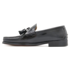 Herren Tassel Loafer Schwarz – handgenähte Echt Leder Business Slipper mit Ledersohle