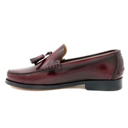 Herren Tassel Loafer Bordeaux – handgenähte Echt Leder Business Slipper mit Ledersohle