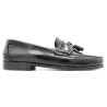 Profile view of the PREMIUM black leather tassel loafers