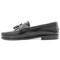 Men's Black Leather Tassel Loafers – PREMIUM Stitched Smart Shoes with Leather Sole
