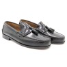Black men's leather loafers with tassels and leather soles, Marttely Latino 302