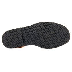 High grip synthetic sole traditional tire tread metallic menorquin sandals flat