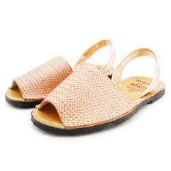 Pair pink-gold Spanish Avarcas women 3D embossing summer shoes collection