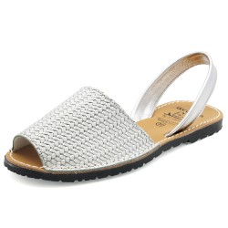 Avarca Menorquina women sandal silver leather embossed 3D effect Spain handmade C. Ortuno 522