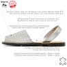 Spanish summer shoes women Avarcas flat metallic silver shimmering with heel strap