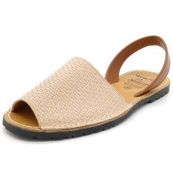 Menorquinas Women Sandals Beige Leather 3D Embossing Avarca by C Ortuno Spain Handmade 523
