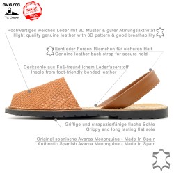 Women Avarca sandals flat cognac brown leather heel strap summer shoes 523 Ortuno Spain