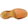 Menorquinas Women Sandals Cognac Leather footbed bonded leather material top view