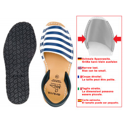 Avarca Damen Sandalen Leder Abarca Menorquina Sommer Schuhe blau weiß gestreift - SALE