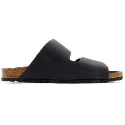 Black Men’s Footbed Sandals with Cork Sole – Made in Spain