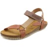 Damen Leder Sandalen Braun mit Gel-Fußbett Korksohle und Klettverschluss