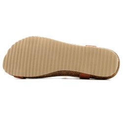 Women's Leather Comfort Sandals Brown with Gel Footbed & Cork Sole – Made in Spain