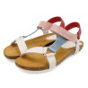 Women's Multicolor Leather Sandals with Gel Footbed & Cork Sole – Made in Spain
