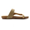Women's comfort sandals featuring cork sole construction and supportive footbed design